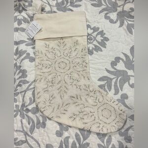 NWT Pottery Barn embellished velvet stocking, snowflake, medium